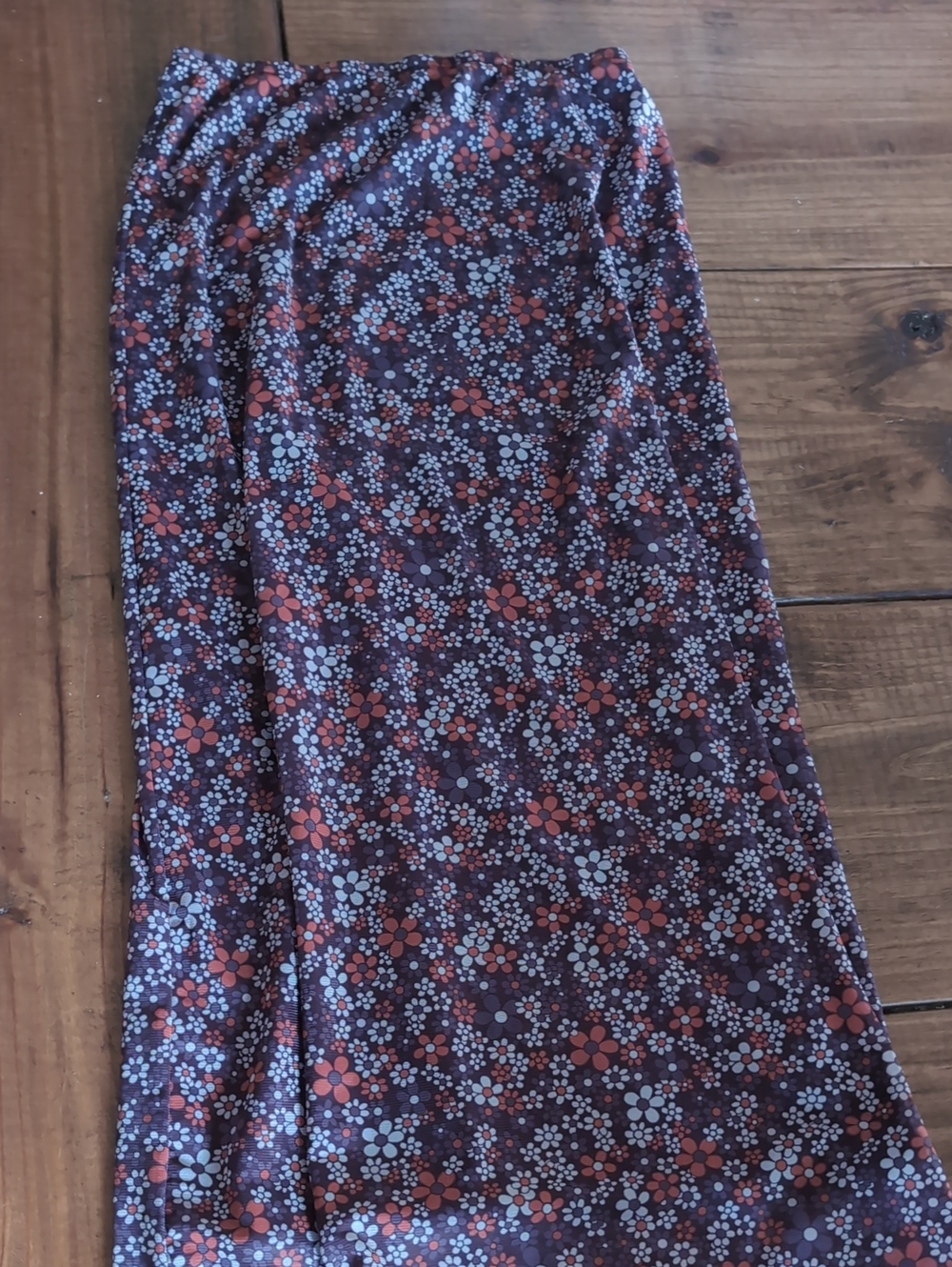 Floral Midi Skirt in Burgundy and Rust
